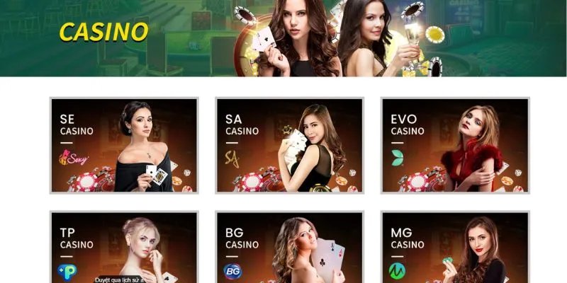 Các sảnh casino trực tuyến phổ biến của Kubet77